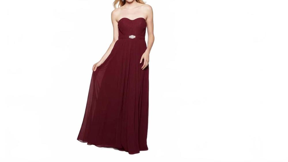 NEW LAST DRESS strapless chiffon dress in burgundy